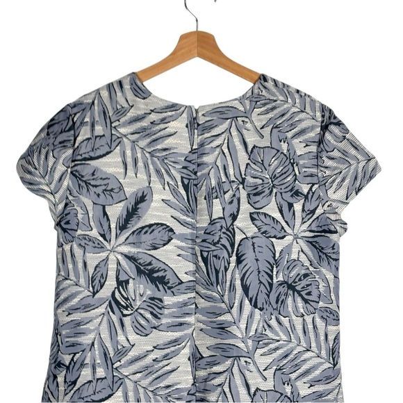 J. MCLAUGHLIN FRANCINE INDIGO LEAFLET SLATE BLUE CAP SLEEVE SHEATH DRESS - Picture 7 of 14